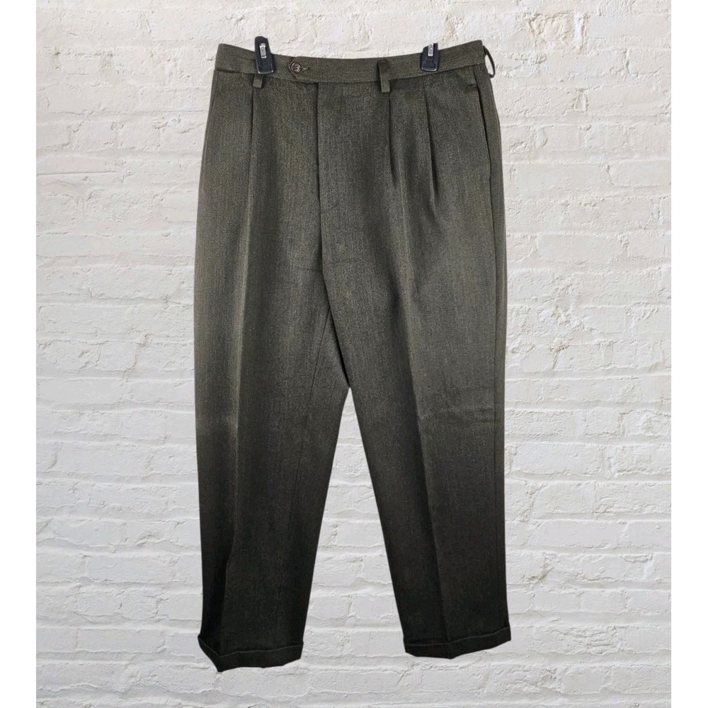 Vintage GAP Premium Wool Forest‎ Green Straight Leg Trousers Pants Sz38 (35)x32